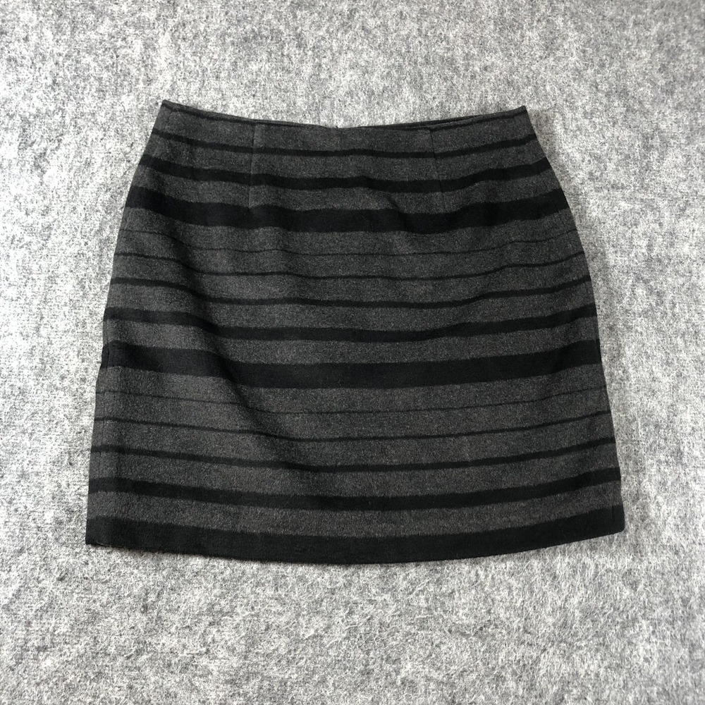 Banana Republic Skirt Womens 8 Gray‎ Striped Wool Blend Lined Pencil Workwear